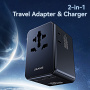 USAMS CC334 GaN univerzální cestovní adaptér s porty 3x USB-C / USB-A a výsuvnými zástrčkami - 100 - černý