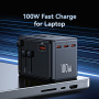 USAMS CC334 GaN univerzální cestovní adaptér s porty 3x USB-C / USB-A a výsuvnými zástrčkami - 100 - černý