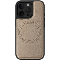 Ochranný kryt z PU kůže s MagSafe pro iPhone 15 Pro Max - zlatý