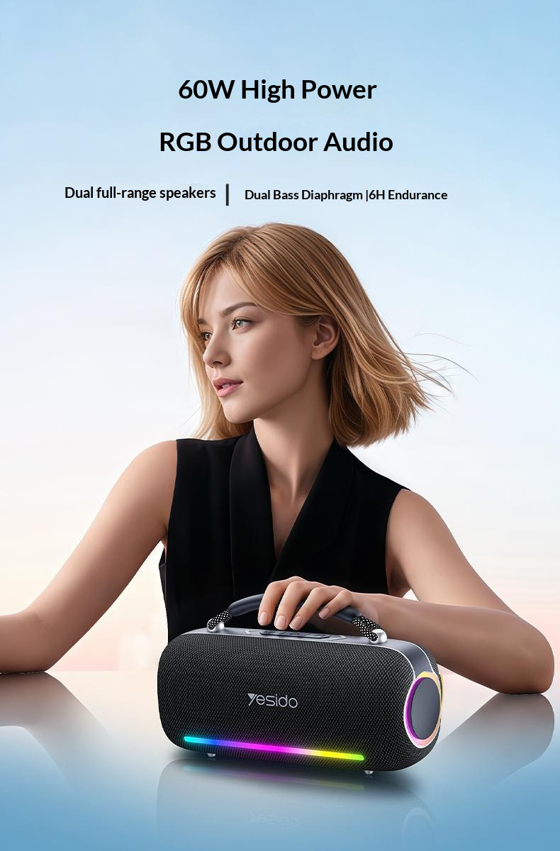 Yesido YSW43 bezdrátový Bluetooth reproduktor s podsvícením - černý