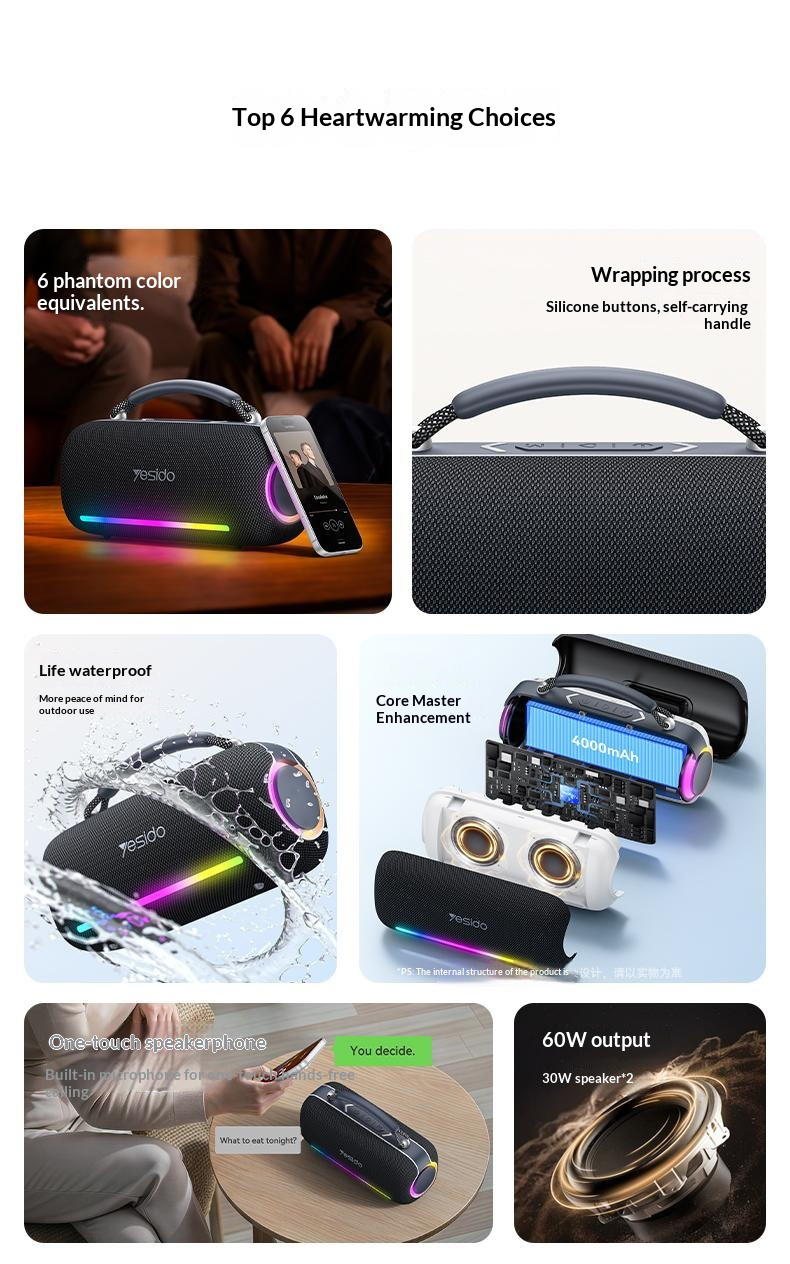 Yesido YSW43 bezdrátový Bluetooth reproduktor s podsvícením - černý