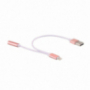 2v1 redukce Lightning na 3,5 mm jack + USB pro Apple iPhone / iPad - růžově zlatá