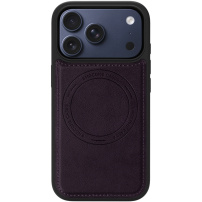Ochranný kryt z PU kůže s MagSafe pro iPhone 17 Pro Max - tmavě fialový