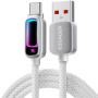 ESSAGER opletený nabíjecí a datový kabel s podsvícením - USB-A na USB-C - 1 m - světle šedý