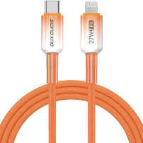 DUX DUCIS WLCM Series opletený nabíjecí a datový kabel - USB-C na Lightning - 1 m - oranžový
