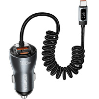 ESSAGER ES-CC29 sada autonabíječky s porty USB-C / USB-A a kabelu USB-C - 108W - 1,2 m - šedá