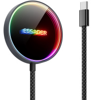 ESSAGER ES-WC17 bezdrátová MagSafe nabíječka s podsvícením pro iPhone / AirPods - 15W - černá