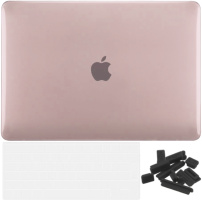 ENKAY 3v1 lesklý kryt s ultra tenkým krytem EU klávesnice a záslepkami portů pro MacBook Neo (A3404) - růžový
