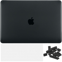 ENKAY 3v1 lesklý kryt s ultra tenkým krytem EU klávesnice a záslepkami portů pro MacBook Neo (A3404) - černý