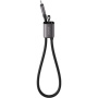 USAMS SJ784 2v1 silikonový nabíjecí a datový kabel a poutko - USB-C na USB-C - 30 cm - černý
