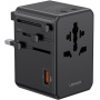 USAMS CC334 GaN univerzální cestovní adaptér s porty 3x USB-C / USB-A a výsuvnými zástrčkami - 100 - černý