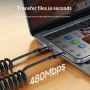 Yesido CA205 natahovací nabíjecí a datový kabel - USB-C na USB-C - 1,2 m - černý