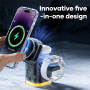 JJT-C53 Qi2 4v1 magnetický bezdrátový stojánek s lampou a USB-C kabelem pro iPhone / Apple Watch / AirPods - 30W - bílý
