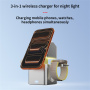 3v1 Qi2 magnetický bezdrátový stojánek s výsuvnou lampou pro iPhone / Apple Watch / AirPods - 25W - šedý