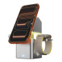 3v1 Qi2 magnetický bezdrátový stojánek s výsuvnou lampou pro iPhone / Apple Watch / AirPods - 25W - šedý