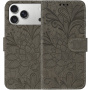 Flipové pouzdro se vzorem krajky pro iPhone 17 Pro / 18 Pro - hnědé