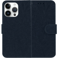 Flipové pouzdro se vzorem krajky pro iPhone 13 Pro - tmavě modré