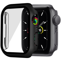 Matné pouzdro s tvrzeným sklem pro Apple Watch 45mm - černé