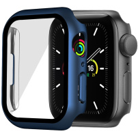 Metalické pouzdro s tvrzeným sklem pro Apple Watch 45mm - tmavě modré
