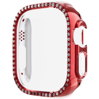 Metalické pouzdro posázené kamínky pro Apple Watch Ultra 49mm - červené