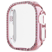 Metalické pouzdro posázené kamínky pro Apple Watch Ultra 49mm - růžové