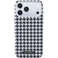 Karl Lagerfeld Houndstooth Resin Plate kryt s MagSafe pro iPhone 17 Pro Max - černobílý