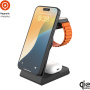 FIXED MagPowerstation Alu 3v1 magnetický bezdrátový stojánek pro iPhone / Apple Watch / AirPods - 25W - černý