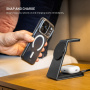 FIXED MagPowerstation Alu 3v1 magnetický bezdrátový stojánek pro iPhone / Apple Watch / AirPods - 25W - černý