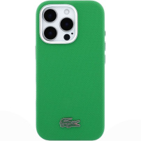 Lacoste Iconic Petit Pique Metal Logo kryt s MagSafe pro iPhone 16 Pro Max - zelený