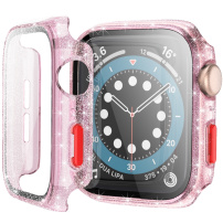 Třpytivé pouzdro s tvrzeným sklem pro Apple Watch 38mm - růžové