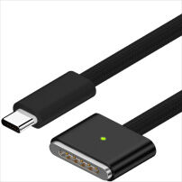 D038 opletený nabíjecí kabel - USB-C na MagSafe 3 pro MacBook - 2 m - černý
