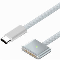 D038 opletený nabíjecí kabel - USB-C na MagSafe 3 pro MacBook - 2 m - světle modrý
