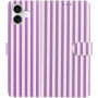 Flipové pouzdro s proužky pro iPhone 17 - fialovorůžové