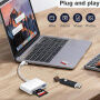 2v1 redukce se čtečkou karet - slot na SD / TF kartu na USB-C / Lightning - bílá