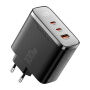 ESSAGER ES-CD56 GaN rychlonabíjecí adaptér s displejem a porty 2x USB-C / USB-A - 100W - černý