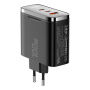 ESSAGER ES-CD56 GaN rychlonabíjecí adaptér s displejem a porty 2x USB-C / USB-A - 100W - černý