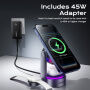 ESSAGER T50 Qi2 3v1 magnetický bezdrátový stojánek s podsvícením pro iPhone / Apple Watch / AirPods - 25W - šedý