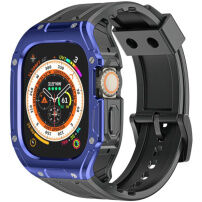 Odolné pouzdro s řemínkem a pokoveným rámečkem pro Apple Watch Ultra 49mm - černomodré