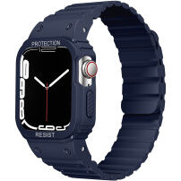 Odolné silikonové pouzdro s magnetickým řemínkem pro Apple Watch 41mm / 40mm - tmavě modré
