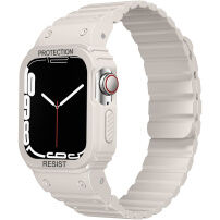 Odolné silikonové pouzdro s magnetickým řemínkem pro Apple Watch 41mm / 40mm - béžové