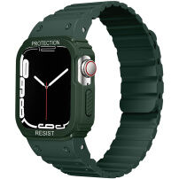 Odolné silikonové pouzdro s magnetickým řemínkem pro Apple Watch 41mm / 40mm - tmavě zelené