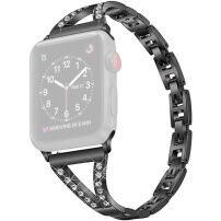 xDfind tenký řemínek z nerezové oceli posázený kamínky pro Apple Watch 42mm / 41mm / 40mm / 38mm - černý