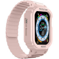 Odolné silikonové pouzdro s magnetickým řemínkem pro Apple Watch Ultra 49mm - růžové