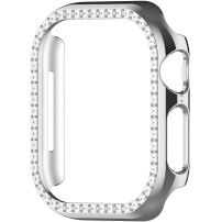 Metalické pouzdro posázené kamínky pro Apple Watch 41mm - stříbrné