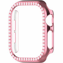 Metalické pouzdro posázené kamínky pro Apple Watch 44mm - růžové