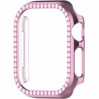 Metalické pouzdro posázené kamínky pro Apple Watch 45mm - růžové