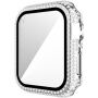 Pouzdro posázené kamínky s tvrzeným sklem pro Apple Watch 42mm - stříbrné