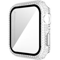 Pouzdro posázené kamínky s tvrzeným sklem pro Apple Watch 44mm - čiré