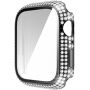 Pouzdro posázené kamínky s tvrzeným sklem pro Apple Watch 45mm - černé