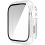 Pouzdro posázené kamínky s tvrzeným sklem pro Apple Watch 45mm - čiré